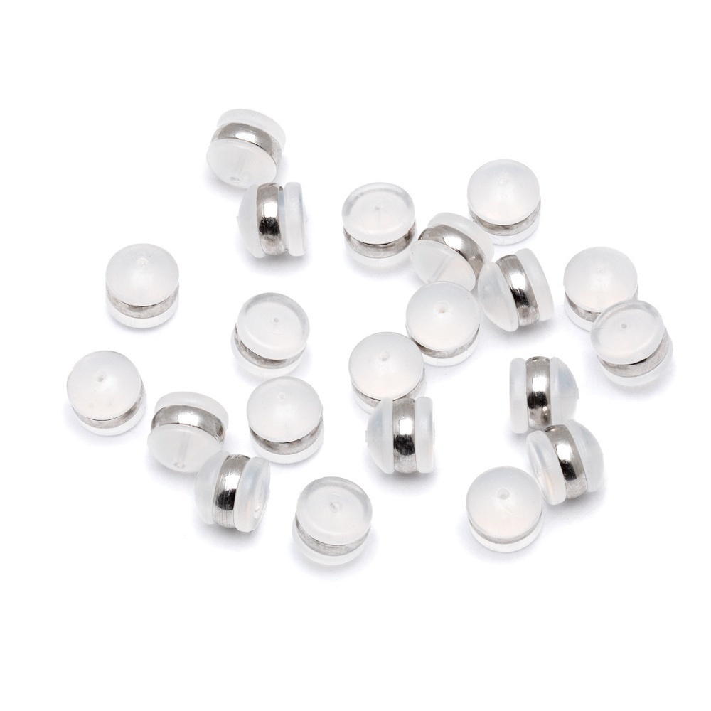 NWT 20-Piece Clear Earring Backs with Silver Detail – Secure Comfortable Replace